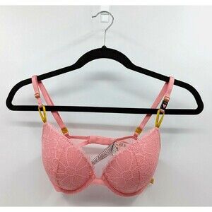 Victoria's Secret Bra Women's 32D Pink Lace Push Up